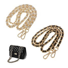 Pack of 2 Bag Chain, 120 cm Chain Shoulder Strap Metal Chain Shoulder Strap Chain Strap Flat Chain Strap Bag Chain Replacement for Bag Handbag Shoulder Bag Purse