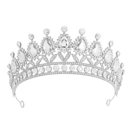XFSRG Women's Sparkling Rhinestone Crown, Fashionable and Luxurious Tiara, Elegant Tiara, Princess for Parties, Birthdays, Banquets, Alloy, Cubic Zirconia