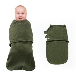 NCTNCX Baby Sleeping Swaddling Bag, 0-3 Months, Safety, Cotton, Swaddling Bag, Newborn with Adjustable Velcro Fastener, Universal, for Girls and Boys (Green 0-3 Months)