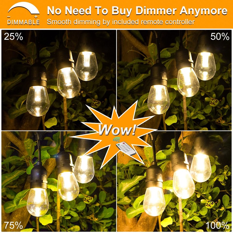 Mlambert 3 Color Outdoor LED Dimmable String Lights for Patio