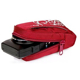 Baxxtar Kameratasche mit Stil für Digitale Kompaktkameras (mit Gurt und Gürtelschlaufe) - rot - PowerShot SX740 SX730 SX720 - CyberShot HX99 - Lumix DMC TZ71 TZ61 - Tough TG-7 TG-6