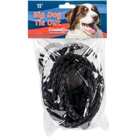 Coastal Pet Products DCP33315BLK Nylon Poly Big Dog Tie Out, 15-Feet, Black