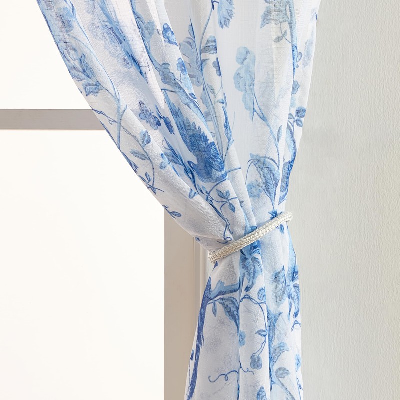 Laura Ashley Summer Palace Window Curtains with Rod Pocket, 96-inch