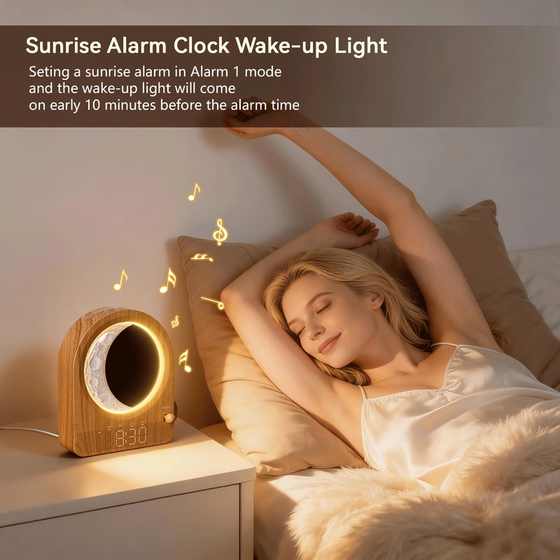 Sunrise Alarm Clock for Bedroom – Dimmable Moon Night Light