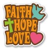 2 x 10cm Faith Hope Love Vinyl Sticker Religious Christian