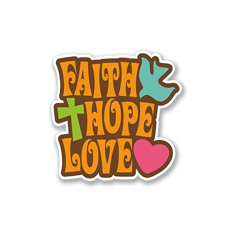 2 x 10cm Faith Hope Love Vinyl Sticker Religious Christian