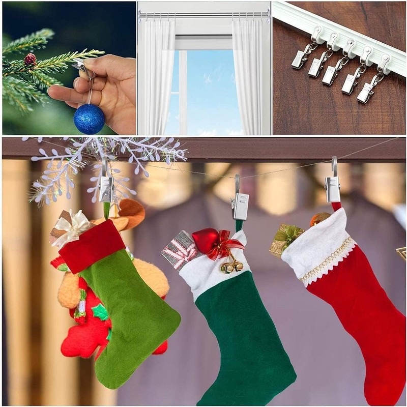 KaiYi 60pcs Curtain Clips Curtain Hooks 430 Stainless Steel Curtain