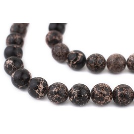 TheBeadChest Black Sea Sediment Jasper Beads 12mm Round Gemstone 16 Inch Strand