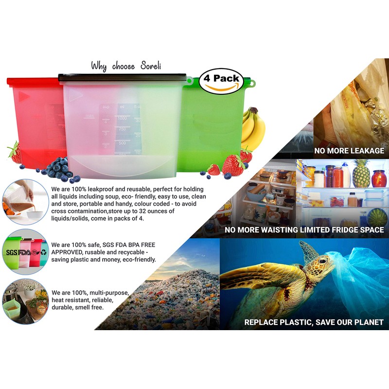 Large Freezer Bags (UK Company) Reusable Food Bags Kitchen Storage