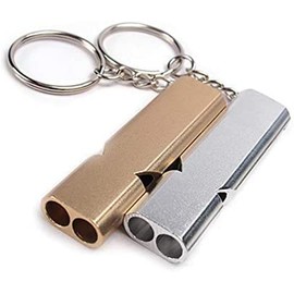 6Pcs Emergency Whistle,Life-Saving Whistle,Double Tube High Decibel Metal Emergency Whistle with Keychain,Used for Emergency Signal Shistle for Camping Rescue Personnel,Hiking,Rock Climbing