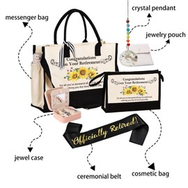 Retirement Gift for Woman Boss Manager Leader Essential Retired Lady Stuff Tote Bagfarewell Farewell Gifts for Coworkers Retirement Sash Happy Retirement Party Decorations Set.