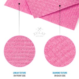 Zulay Swedish Dishcloths for Kitchen - Bulk 6 Pack of No Odor Eco-Friendly Reusable Dish Cloths - Absorbent Swedish Cellulose Sponge Cloth (6 Dishcloths - Rose Red)