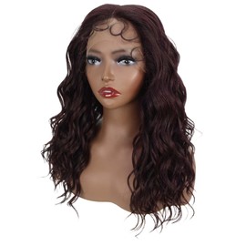 LUXLUXE Charice 20” Mid-part HD Lace Front Stylish Wavy Wig With Baby Hair, Heat Resistant Fibers, (Deep Red and Black Blend)