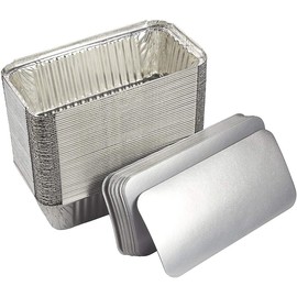 Aluminium Foil Food Containers with Lids Silver Tin Foil 660ML Catering Containers Takeaway Tubs Cooking Baking Meal Prep Takeout Roasting Freezing Food Storage Foil Pans (500 Pcs, NO 6A)