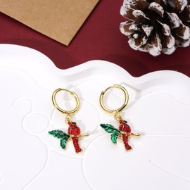Lauren-Spencer Christmas Earrings for Women Cute Holiday Dangle Earrings Red Cardinal Bird Christmas Ball Stocking Snowman Christmas Tree Earrings for Women Christmas Jewelry Gift (Red Cardinal Bird Earrings)