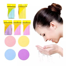 AOMUX 5 Paquetes De Esponjas Faciales Comprimidas, 12 Piezas Por Paquete, Esponjas Para Limpiar La Cara, Algodón Desmaquillante, Puff De Algas, Esponjas Viajeras Que Se Expanden Al Mojarse