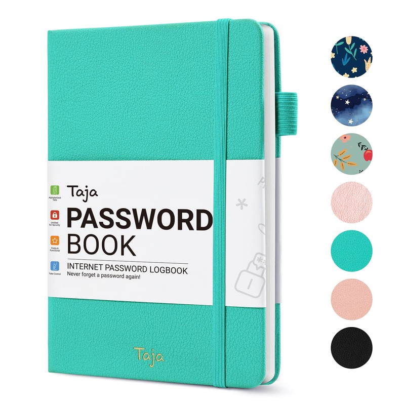 Taja Password Keeper Book with Alphabetical Tabs, Small Password Books