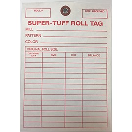 TTUFF1 Super-Tuff Carpet Roll Inventory Tags - Non-Rip Grommet Reinforced (Metal Ring) Sale Tags - 5" x 7" (100 Pack) Carpet and Flooring Store Price Cards