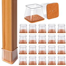 28Pcs Chair Leg Floor Protectors Square for Hardwood Floors Silicone Caps Felt Furniture Pads Covers Clear Chair Sliders, Protect The Floor from Scratches(Fit:1-1/16" ~ 1-5/8")