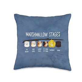 Marshmallow Stages - Kawaii Roasted Toasted Camping Mallows Throw Pillow