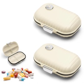 AMONENZ Pack of 2 Small Pill Box Cream White 7 Day Compartments Pill Box
