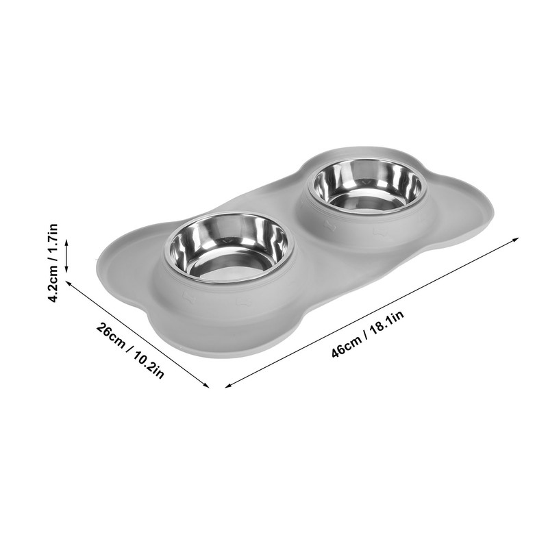 Double Pet Bowls Rustproof Stainless Steel Dog Water Food Bowls