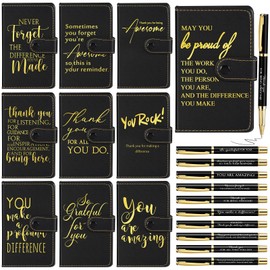 Dispowreath Leather Journal Notebook Thank You Gifts Inspirational Journals with Ballpoint Pens Bulk Encouragement Notepad for School Teacher Nurse Office Employee Coworker (Appreciation Sign,10 Sets)