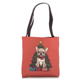 Christmas Tree, ornaments and Cute Frenchie Santa Christmas Tote Bag