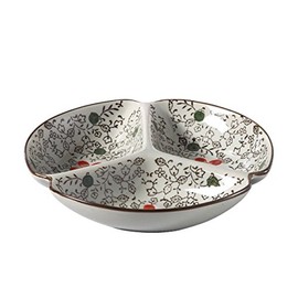 Nishida No. 7.5 3 Divided Plate (Red Cosmos), Home Restaurant, Commercial Tableware, Medium Plate, Platter, Round Plate, Japanese Tableware, Divider Plate 120042