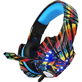 Skinit Decal Skin Compatible with BENGOO G9000 Gaming Headset - Liquid Blue Tie Dye - Rainbow Design