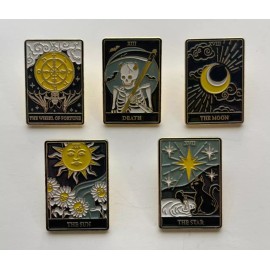Unbranded Enamel Pin Set Tarot Cards Pins Death, Sun, Moon, Fortune Star, Witch Pagan Goth