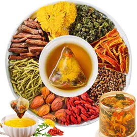 Dandelion Goji Berry Tea, Kidney & Liver Detox Tea, Dandelion Wolfberry Chinese Chrysanthemunn Cassia Seed Tea Bags with Eight Herbal Ingredients (2Box/30 Bags)