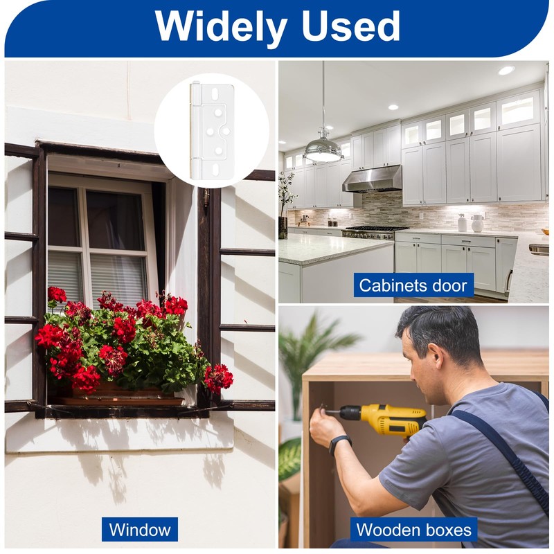 sourcing map 8Pcs 3x1.4 Inch Door Hinges Non-Mortise No Noise