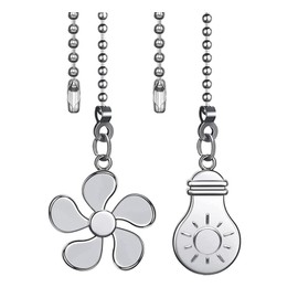 Akahttbn Ceiling Fan Pull Chain Extension, 12 Inches Decorative Fan Pull Chain Pendant Set, Beaded Ball Fan Pull Chain Extender Ornament with Connector, (Nickel)