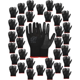 Thenshop 96 Pairs Safety Gardening Work Gloves Bulk Rubber Coated Garden Gloves for Men and Women (Black)