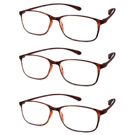 Calabria 720 Flexie Round Square Reading Glasses +1.50 Tortoise 3 Pack Men/Women Bendable Single Power Readers Flexible TR90