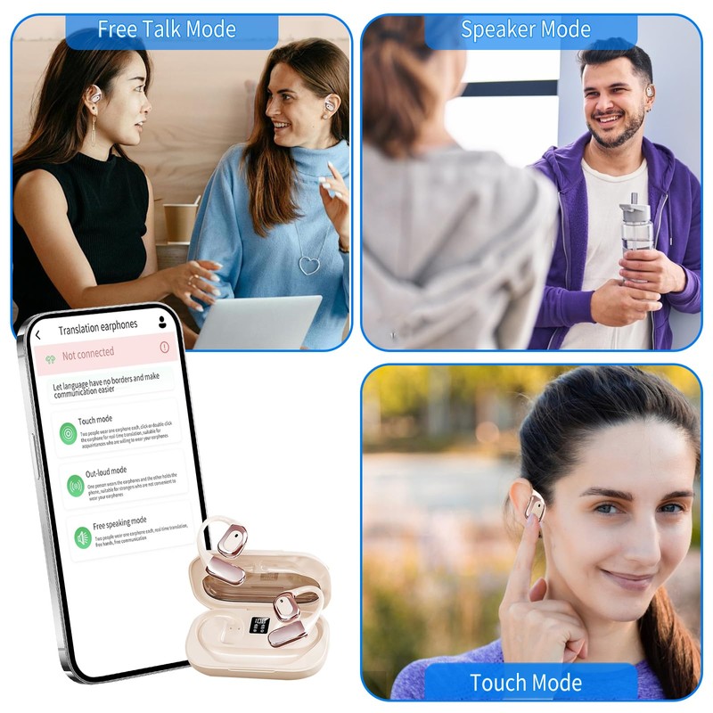 Gotrain Voice Translator Earplugs, Support 138 Languages, Real Time, High