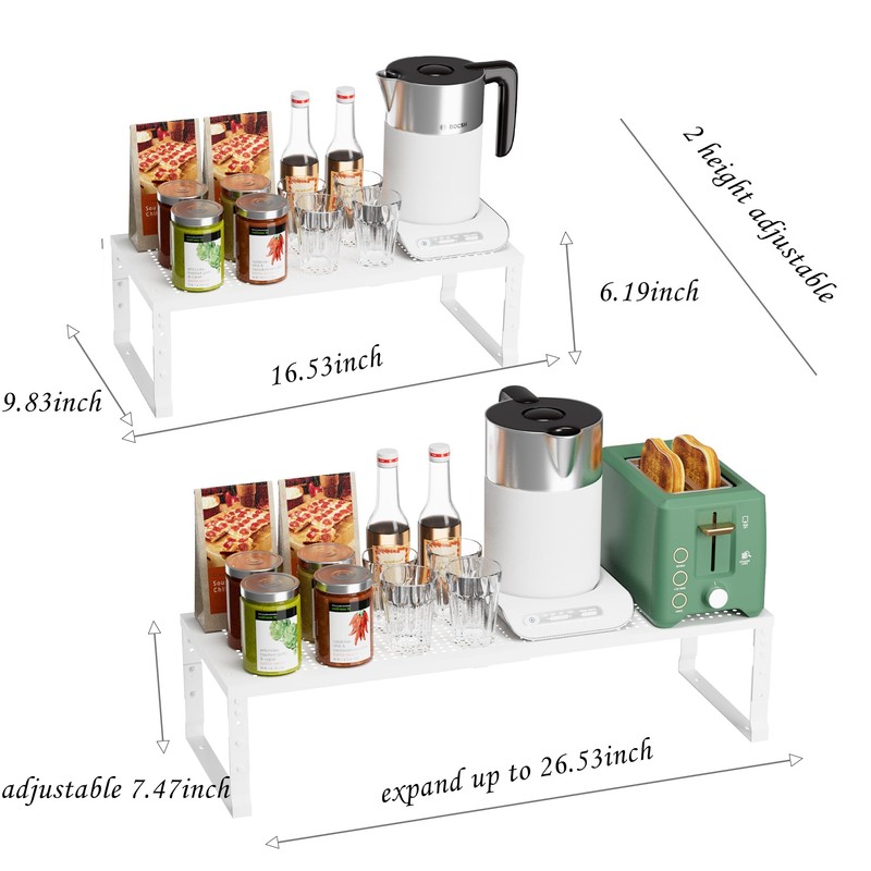 Expandable Adjustable Stackable Multi-Purpose Spice Racks，Metal Storage Rack, Sturdy and