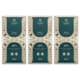 Auro Reserve Luna Dark Milk 50% Milk Chocolate 3 Pack - Filipino Chocolate - Premium, Made At Origin, Direct Trade, Bean-to-Bar, Woman Owned, BIPOC Owned - Halal - Bundle