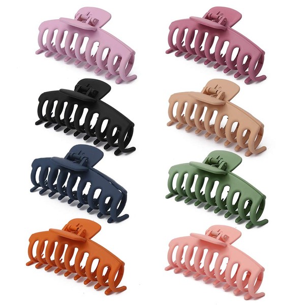 8 Pcs Hair Clips Large Claw Hair Clips for Thick Hair No Slip, Strong Hold Big Hair Claw Banana Hair Claw Clips for Women and Girls Hair Accessories