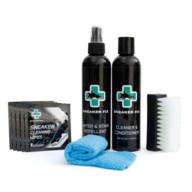 SNEAKER FIX Shoe Cleaner Kit – 8oz Cleaner & Conditioner with Water & Stain Repellent, Brush, Towel & Wipes | Premium Sneaker Cleaning & Protection Set