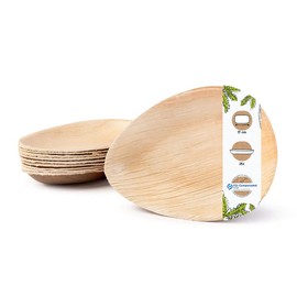 BIOZOYG 25x Palm Leaf Plates 17 cm - Disposable Palm Leaf Tableware Plates, Droplet-Shaped & Compostable - Sustainable Disposable Party Tableware