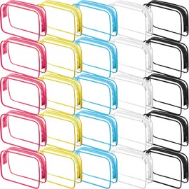 Clear Makeup Bag, 25 Pack Cosmetic Bags with Zipper, Waterproof Travel Pouches for Toiletries, Portable Zippered Storage Bags, Small Organizer Case for Bathroom, Vacation, Business Trip, Classroom