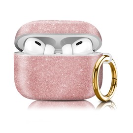 Compatiable with AirPod Pro 2nd/1st Generation Case,Lightweight & Durable Resistant Hard Case with Keychain,Stylish Design AirPod Case Cover for Women (Rose Gold Glitter)