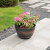 Brown Outdoor Rustic Half Barrel Flower Garden Planter Bowl, Plastic,