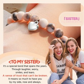 Shelucky Valentines Day Gifts for Sister Gifts from Sister Brother, Sister Birthday Gifts for Sister Beaded Bracelet for Women, Girls, Meaningful Gifts for Best Friend, Sister Birthday, Going Away, Distance, Christmas Gifts