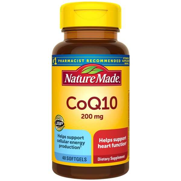 Nature Made CoQ10 200mg, Dietary Supplement for Heart Health Support, 40 Softgels, 40 Day Supply