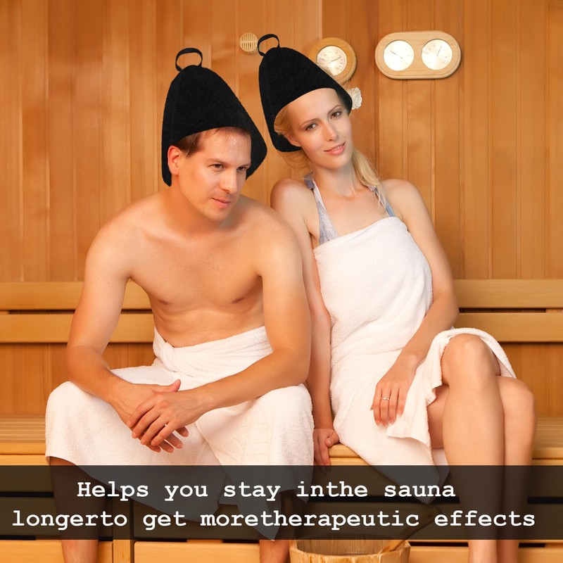 2PCS Sauna Hat,Ergonomi Felted Sauna Cap for Women and Men,Steam
