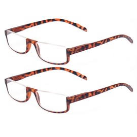 Kerecsen Reading glasses 2 Pair Half Moon Half Frame Readers Spring Hinge Men and Women Glasses (2 Pack Tortoise, 1.75)