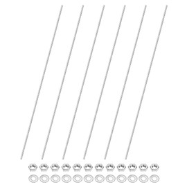 M METERXITY 6-Pack Fully Threaded Rod, M4x400mm 304 Stainless Steel Right Hand Thread Bar Studs with Hex Nuts and Washers for Furniture Anchor Bolts/Clamps/U-Bolts/Beaded Garden Stake Rods